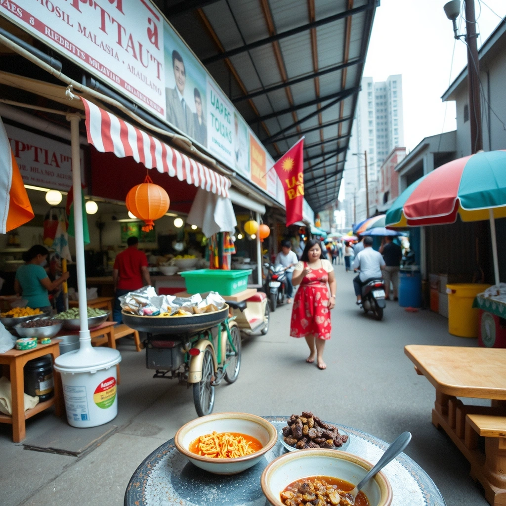 Traditional Malaysian street food scene